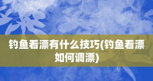 钓鱼人的调漂技巧（掌握这几种技巧，提高钓鱼成功率）  第3张